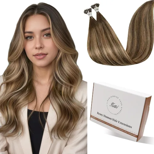 Vista 55 de 【Descuento】Hetto - Extensiones de cabello con cinta adhesiva, 40g, extensiones de cabello humano, color rubio ceniza oscuro degradado a rubio medio