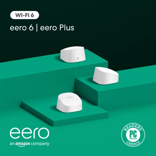 Vista 15 de Extensor de wifi Amazon eero 6 con 1 mes gratis de eero Plus (renovación automática): Agrega hasta 1500 pies cuadrados de cobertura Wi-Fi 6 a tu red