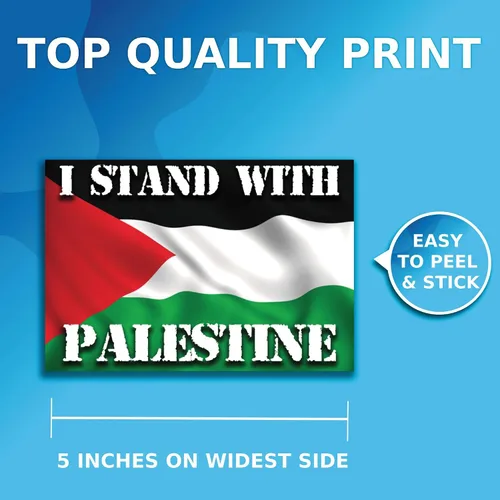 Vista 2 de Adhesivo político con texto en inglés "I Stand with Palestine Flag" - Proud Supporting Peace Not War - Calcomanías de vinilo para parachoques