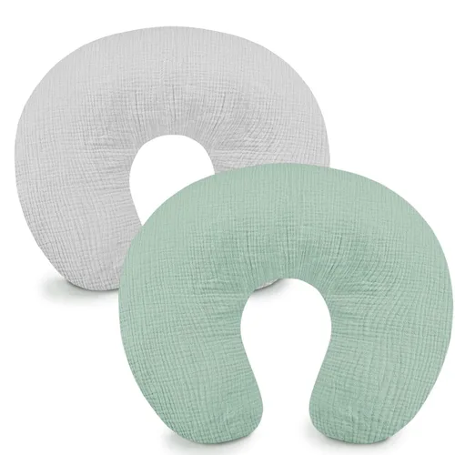 Vista 8 de Hooyax Juego de 2 fundas de almohada de muselina de lactancia, suaves y transpirables, fundas de lactancia para almohadas de lactancia, adorable Azul