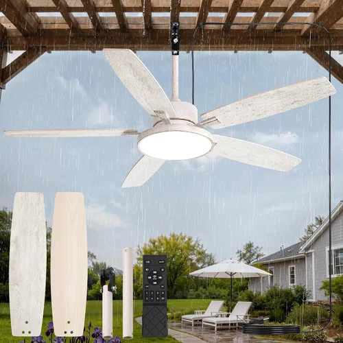 Vista 10 de Ventilador de techo al aire libre de 42" con luz remota IP65 impermeable ventilador de techo RGB