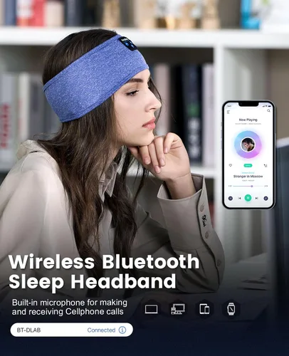Vista 7 de Perytong: Audífonos para dormir de Bluetooth, diadema para dormir, ultra suave para durmientes laterales, regalos para dormir para hombres y mujeres