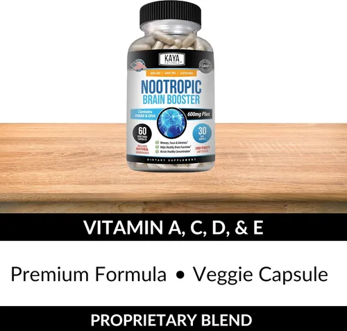Vista 5 de Kaya Naturals - Potenciador cerebral nootrópico - para memoria y concentración - Suplemento de apoyo cerebral - Enfoque y concentración y precisión