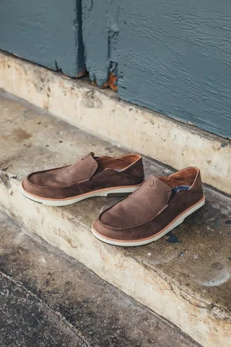 Vista 5 de OLUKAI Kalia Men's Leather Slip-On, Full-Grain Waxed Nubuck Leather Shoes, Lightweight & Comfortable