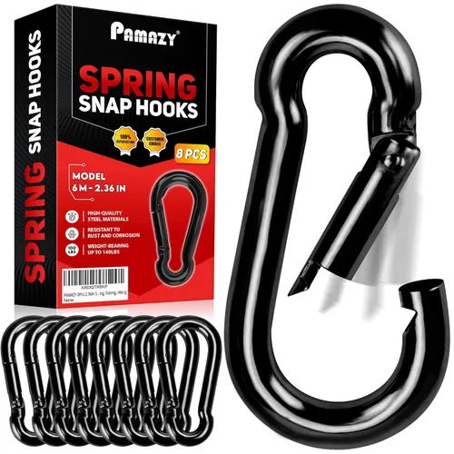 Vista 9 de PAMAZY 12 ganchos de resorte de 2 pulgadas, clip de gancho de utilidad, conector de cuerda resistente, ganchos de enlace rápido para interiores