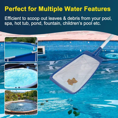 Vista 6 de POOLAZA Red de desnatador para bañera de hidromasaje, malla fina con mango de aluminio extensible de 35 pulgadas, para bañera de hidromasaje