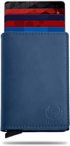 Vista 14 de Cartera delgada con bloqueo RFID, cartera de cuero con bloqueo RFID, billetera desplegable automática, billetera triple de aluminio, cartera