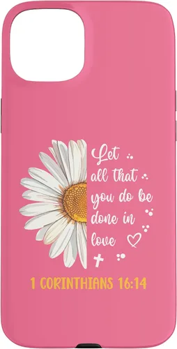 Vista 9 de Linda Daisy 1 Corinthians 16:14 Love Bible Verse for Women Case for iPhone 17