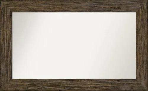 Vista 65 de Amanti Art Espejo personalizado, espejo de baño marrón Fencepost, espejo de pared o espejo de tocador de baño sobre el fregadero (27 x 27 pulgadas)