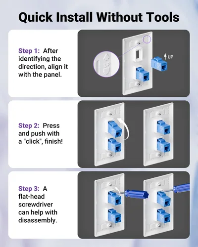 Vista 7 de VCE Acoplador Keystone CAT6 con certificación UL, paquete de 25 unidades, acoplador Ethernet hembra a hembra, acoplador RJ45 para CAT6/CAT5e/CAT5