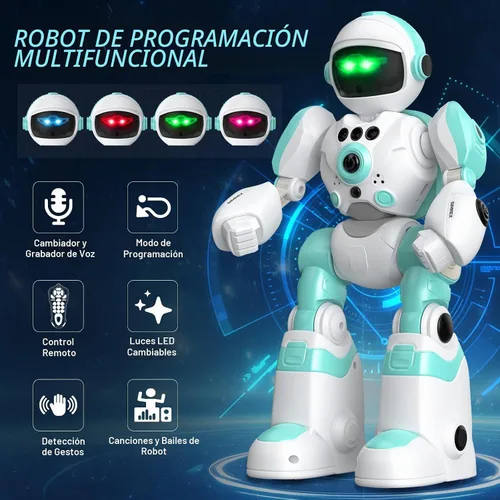 Vista 3 de SIMREX Juguetes Robot para Niños, Robot de Control Remoto, Robot Programable con Voz Grabada Música Danza Control de Gestos, Regalo para Niños