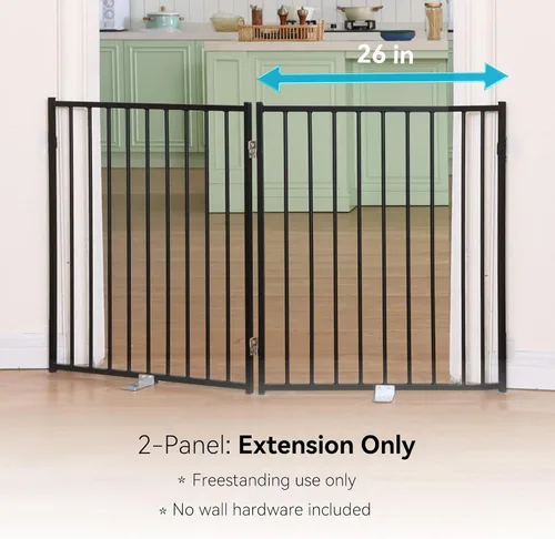 Vista 2 de No Pawblems - Puerta independiente para perros, valla plegable de 30 pulgadas de alto para interiores, extensión de puerta extra ancha para Blanco