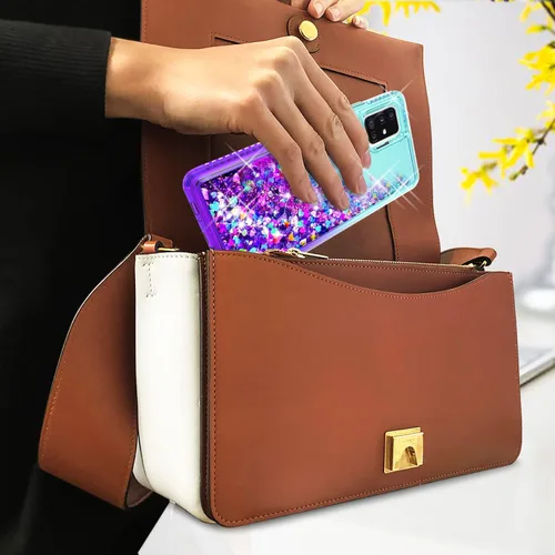 Vista 7 de STARSHOP Funda compatible con iPhone 13, con [protector de pantalla de vidrio templado incluido] Liquid Bling Sparkle Flotante Glitter Quicksand