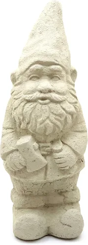 Vista 14 de Gnomo de jardín con maza: estatua de piedra sólida y duradera con textura vintage. Sellado para exteriores. Hecho a mano en Estados Unidos. Antiguo