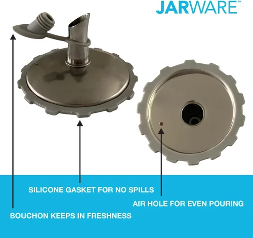 Vista 6 de Jarware Stainless Steel Oil Cruet Lid, Regular Mouth Mason Jar Spout Lid Stainless Steel Mason Jar Salad Dressing Lid Olive Oil Pour Spot For