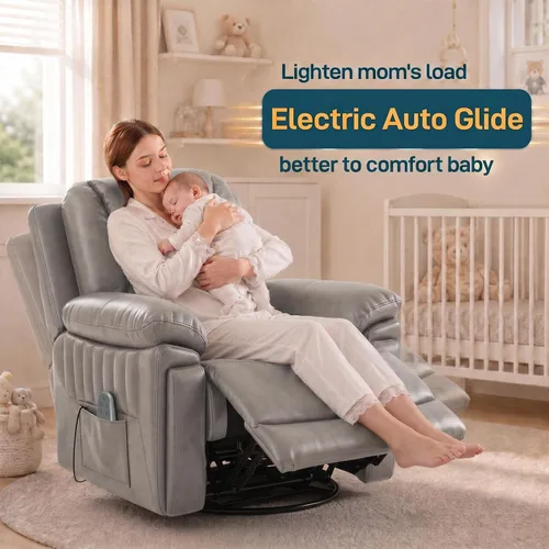 Vista 5 de Silla reclinable mecedora eléctrica automática con 3 velocidades Gris