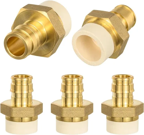 Vista 12 de Paquete de 2 adaptadores de transición de CPVC de 1/2 pulgada Pex x 1/2 pulgadas, accesorios PEX de latón resistente para conexión de tubería PEX-B