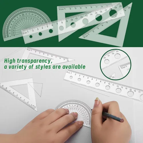 Vista 4 de 18 plantillas de dibujos geométricos, plantillas de dibujo, herramientas de dibujo, plantillas para dibujar, plantilla de dibujo con una bolsa