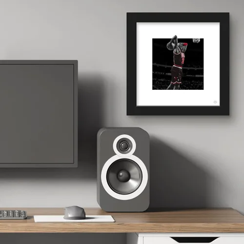 Vista 5 de Trends International Gallery Pops Michael Jordan - Póster de pared de la secuencia de progresión de vuelo 6, 12 x 12 pulgadas, versión de marco negro