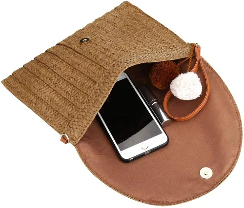 Vista 5 de MilkyWay Bolso de mano tejido bolso de mano de paja para verano playa fiesta bolso de paja tejido sobre