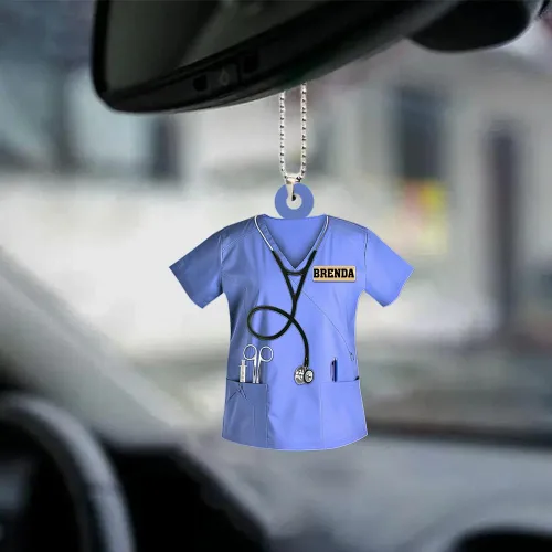 Vista 2 de Adorno colgante personalizado de enfermera publicado para regalos para ella - Adorno colgante para árbol de Navidad, regalo personalizado