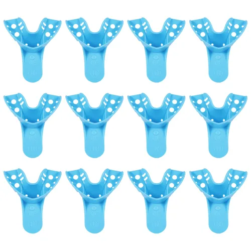 Vista 18 de JMU Bandeja de impresión dental,Bolsa de 12 bandejas desechables perforadas,1 superior grande Bandejas de impresión desechables perforadas