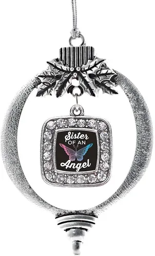Vista 254 de Inspired Silver - Adorno con dije de reina de rodillo - Adornos navideños cuadrados de plata con joyas de circonita cúbica