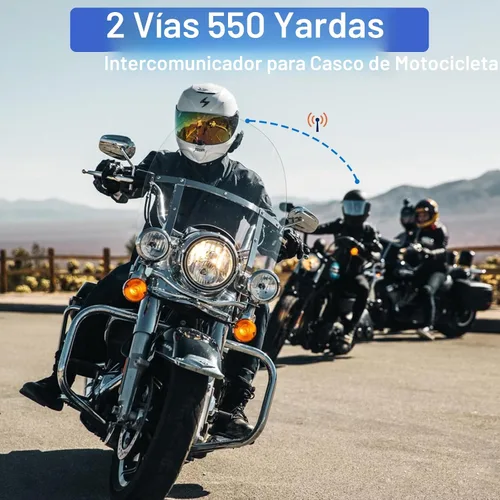 Vista 2 de Auriculares Bluetooth para casco de motocicleta, intercomunicador de 2 vías, 550 yardas, sonido HIFI, cancelación de ruido, compartir música, 1000