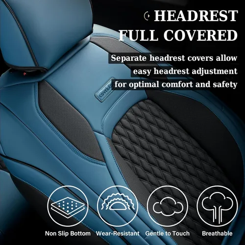 Vista 15 de Coverado Juego completo de fundas de asiento de ajuste personalizado para Chevy Silverado/GMC Sierra 2014-2018 1500, 2015-2019 2500HD 3500HD Negro
