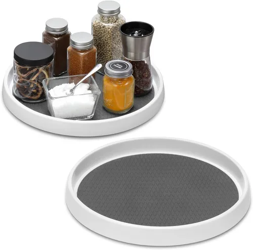 Vista 8 de 2 Juegos, Organizadores Lazy Susan Antideslizantes de 10 Pulgadas - Bandeja Giratoria para Gabinete, Organización y Almacenamiento de Despensa