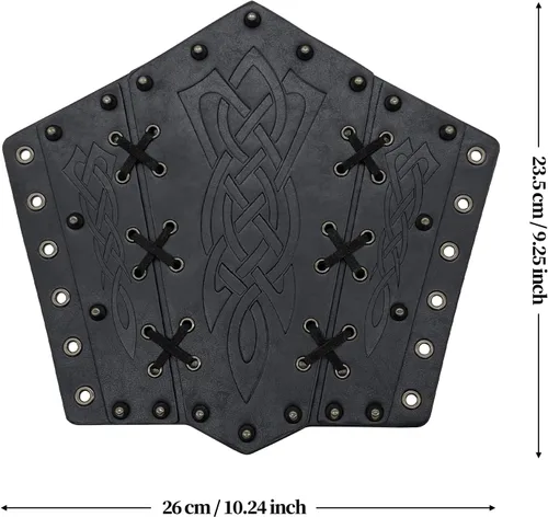 Vista 6 de HiiFeuer Brazaletes medievales en relieve, guanteletes de caballero de piel sintética retro, protectores de brazo renacentistas vintage
