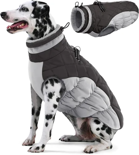 Vista 10 de AOFITEE Abrigo para perro, chaquetas cálidas para perros pequeños, abrigo de invierno para perros con arnés integrado, chaqueta de invierno
