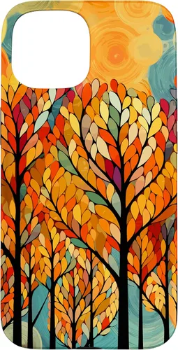 Vista 6 de iPhone 16 Otoño y coloridas hojas y árboles de otoño, funda temática de color de otoño