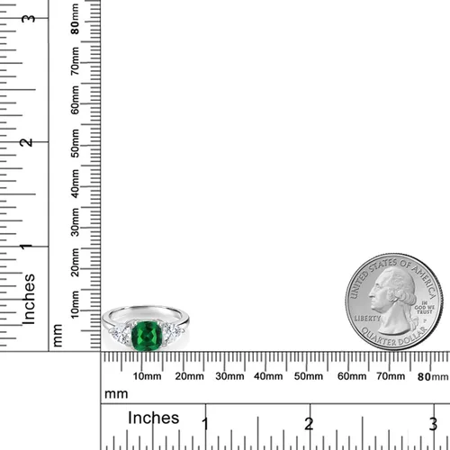 Vista 36 de 925 Sterling Silver Gemstone Birthstone and White Moissanite 3-Stone Engagement Ring for Women 7MM Cushion and 5MM Trillion Accents Three Stone