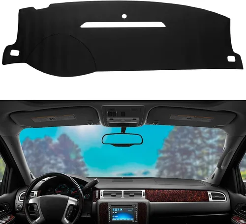 Vista 13 de Alfombrilla de salpicadero de cuero con protección solar compatible para 99-06 Chevy Silverado GMC Sierra, 00-06 Chevy Suburban Tahoe GMC Yukon/XL