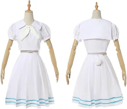 Vista 2 de NSPSTT Women Haru Cosplay Costume Anime BEASTARS Cosplay Costume School Uniform Dress Medium White