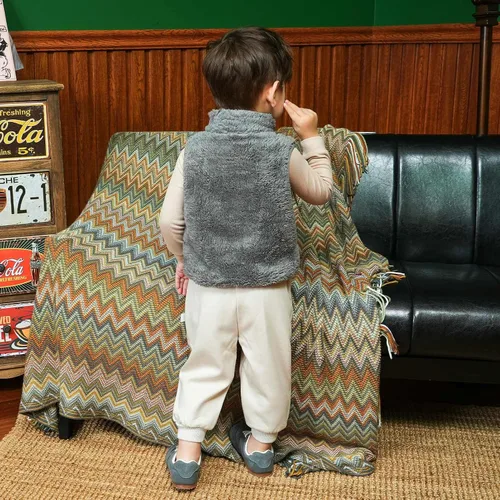 Vista 3 de bonbonPomme Chaleco de forro polar para niños y niñas, chaleco sin mangas, chaqueta cálida