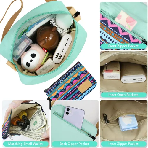 Vista 5 de Kemy's - Juego de bolso de nieve para niñas, preadolescentes y adolescentes, pequeña bandolera, bolso sobre el hombro, bolso de mensajero de lona