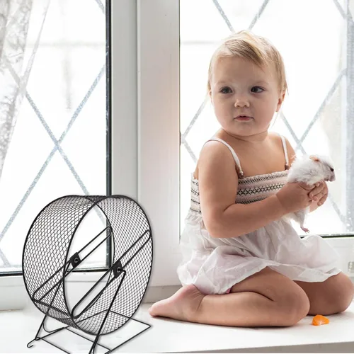 Vista 4 de TEHAUX Chinchilla Wheel Hamster Running Wheel Hedgehog - Juguete para correr con estante para hámster, rueda de ejercicio silenciosa