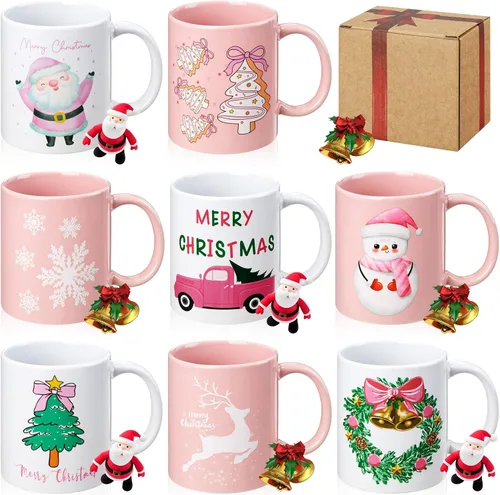 Vista 10 de Maxdot 8 tazas de café de cerámica para profesores, mango de 12 onzas