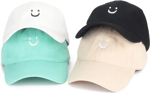 Vista 16 de Umeepar Gorra de béisbol con cara sonriente para mujeres y hombres, ajustable, de perfil bajo, de algodón, sin estructura, para papá