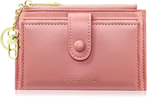 Vista 8 de OIDERY Cartera pequeña para mujer con bloqueo RFID plegable de cuero delgada con bolsillo con cremallera con ventana de identificación