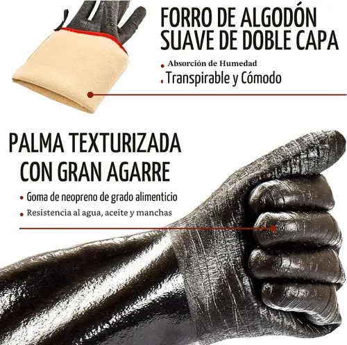 Vista 7 de RAPICCA Guantes de Barbacoa Resistentes al Calor: Resistentes al Aceite e Impermeables para Ahumar, Asar a la Parrilla, Cocinar, Barbacoa, Freír