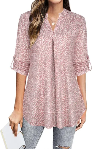 Vista 2 de BEPEI Blusas de manga 34 para mujer, cuello en V, camisas de trabajo de negocios