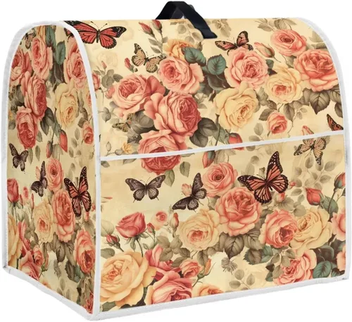 Vista 20 de Cubierta para mezclador de cocina con diseño de flores de pájaros, cubierta para procesador de alimentos con asa superior y bolsillo