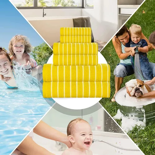 Vista 7 de CASA COPENHAGEN Juego de 6 toallas Ecstatic - Amarillo Mantequilla, 600 GSM 2 toallas de baño 2 toallas de mano 2 toallitas, diseñadas en Dinamarca