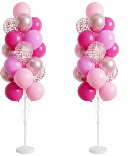 Vista 24 de Hiins Juego de 2 globos de confeti para árbol con base, decoración de poste para fiesta Bee Lemon,Wedding Baby Shower Party Decor,Includes a base
