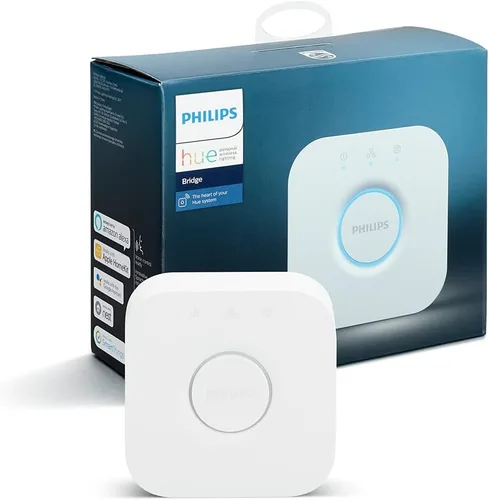 Vista 5 de Philips Hue (1) Puente con (2) bombillas LED inteligentes A19 de 60 W, luz blanca y de color que cambia de color, 800 LM, E26 - Control