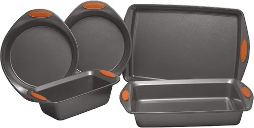 Vista 4 de Recipientes para horno Rachael Ray, set de 5 piezas antiadherentes, Bakeware Set, 5-piezas, Anaranjado