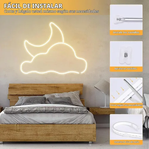 Vista 6 de Lamomo - Luces LED de neón, tira de luces LED regulables de 12 V, blanco neutro, 16.4 pies/5 m, tira de luces LED de neón impermeable, tira de luces